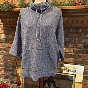pure jill Blue Textured Pull Over Shirt Oversized XS